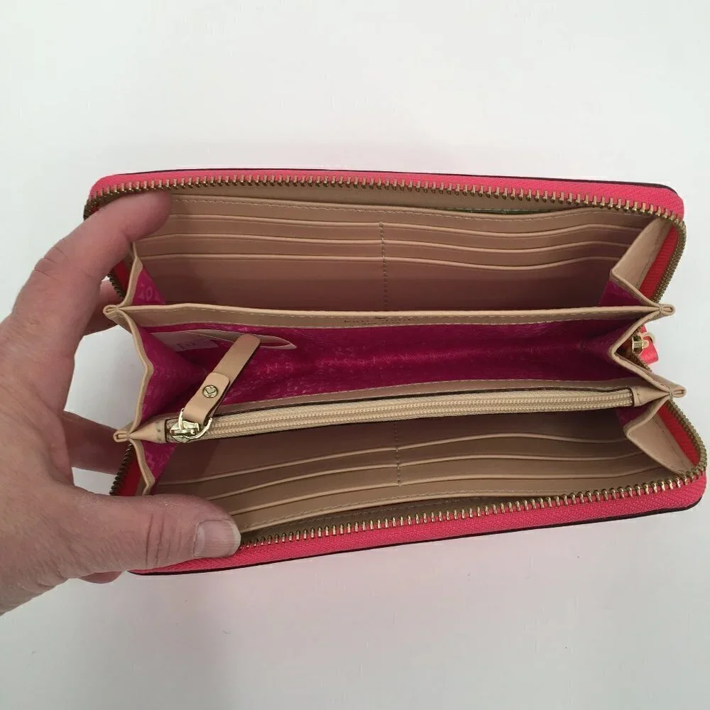 Kate Spade Wellesley Hot Rose leather Zip continental wallet pink zipper Neda